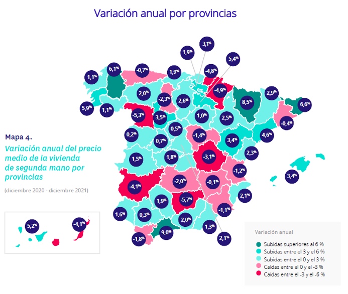 variación precio vivienda anual provincias