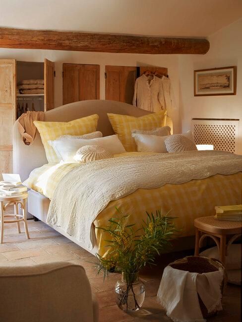 ropa de cama para dar un toque rústico