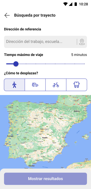 Búsqueda por trayectos de Fotocasa