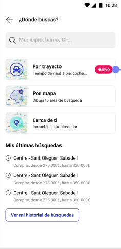 Búsqueda por trayectos de Fotocasa