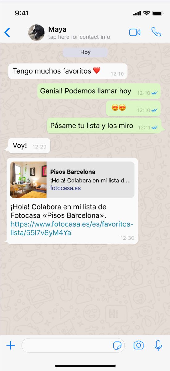 funcionalidad listas compartidas fotocasa