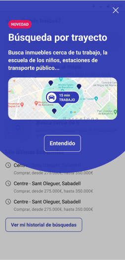 Búsqueda por trayectos de Fotocasa